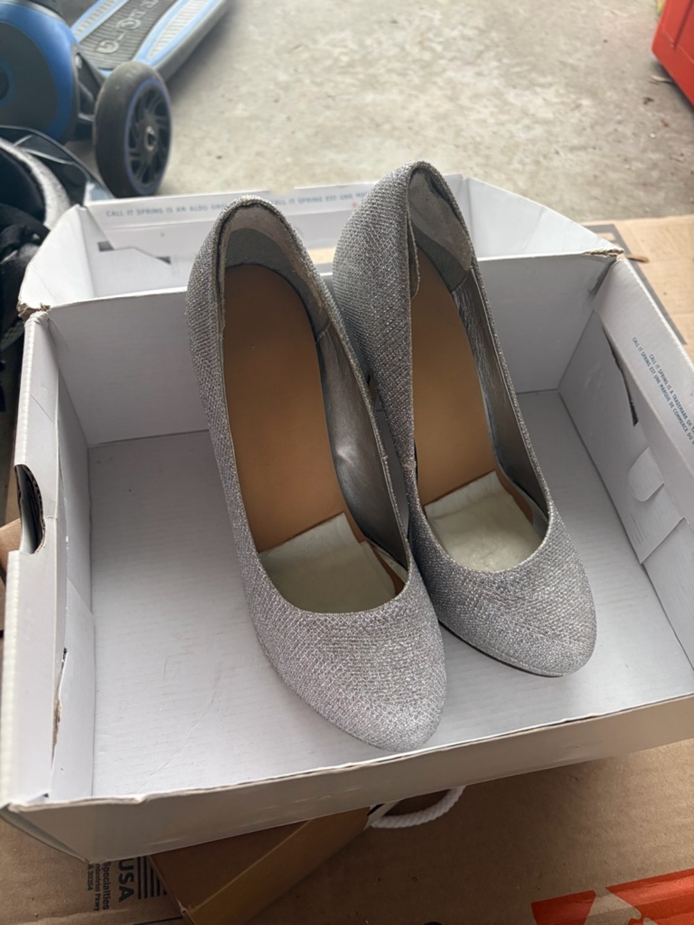 Call it spring Silver Sparkle Pointed-Toe Pumps - Women 6.5